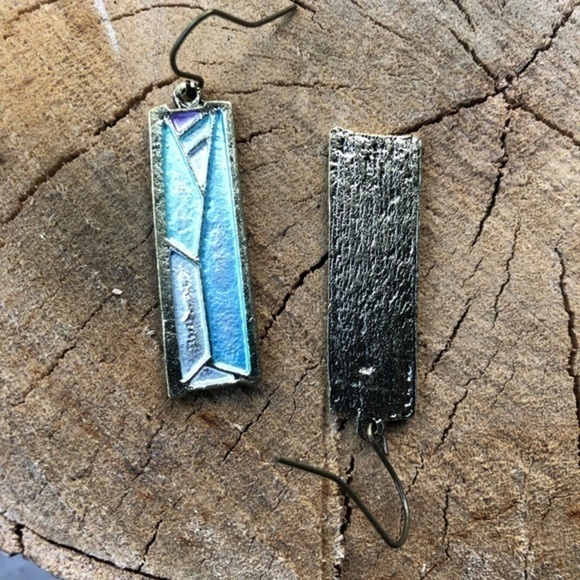 Rectangular Dangle Earrings 𝅺 - Picture 3 of 4